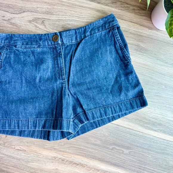 Ann Taylor LOFT Dark Wash Denim Flat Front Mid Rise Casual Shorts Size 6 - Picture 3 of 10